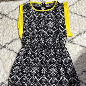 Charming Charlie Box Sleeve Black & Yellow Dress Size M
